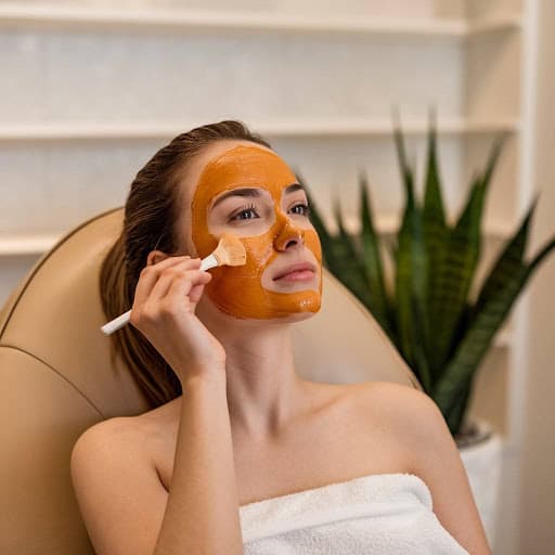 A girl with orange peel powder